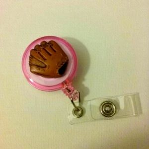 Baseball softball mitt badge reel ID key card holder